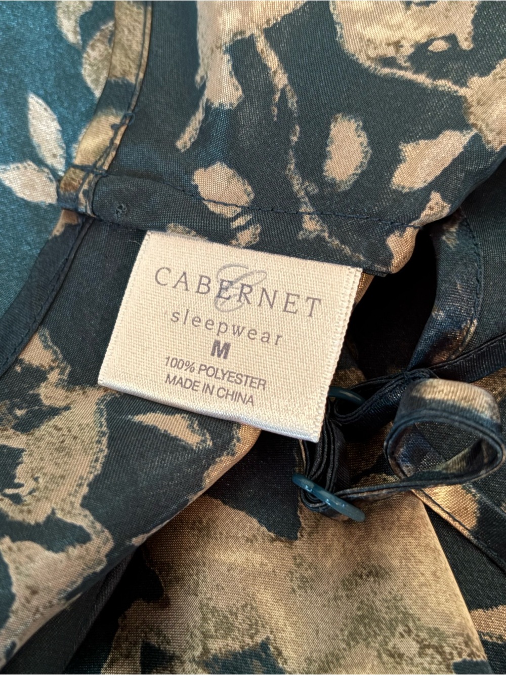 Cabernet Sleepwear Green Silky Satin Floral Print Maxi Slip Dress Sz M Flowy - Picture 6 of 11